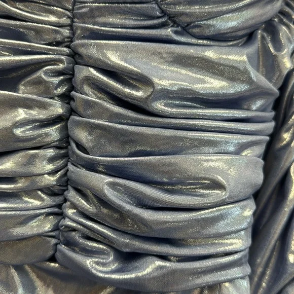 Long Sleeve Ruched Metallic Dress - Picture 8 of 12